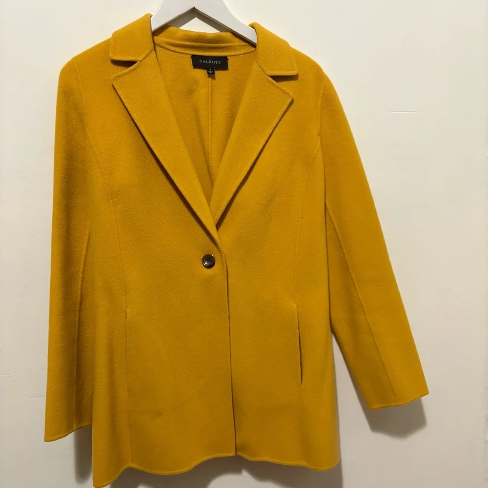 Women's Mustard Yellow Coat Talbots wool blazer size 6 - Picture 5 of 12